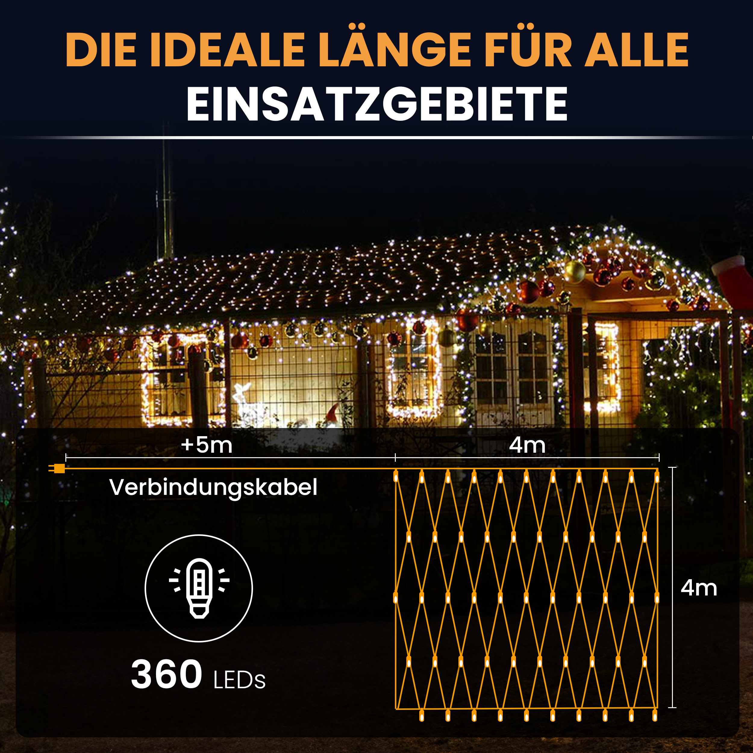 5VbFOmWDxF0GlQ LED-Lichternetz mit Kabel LED Dekoration Beleuchtung Lichterkette