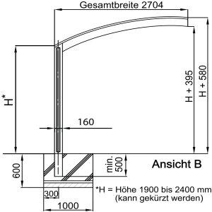 XIMAX Aluminium Design-Carport Portoforte Standard-Ausführung Typ 110 Edelstahl-Look