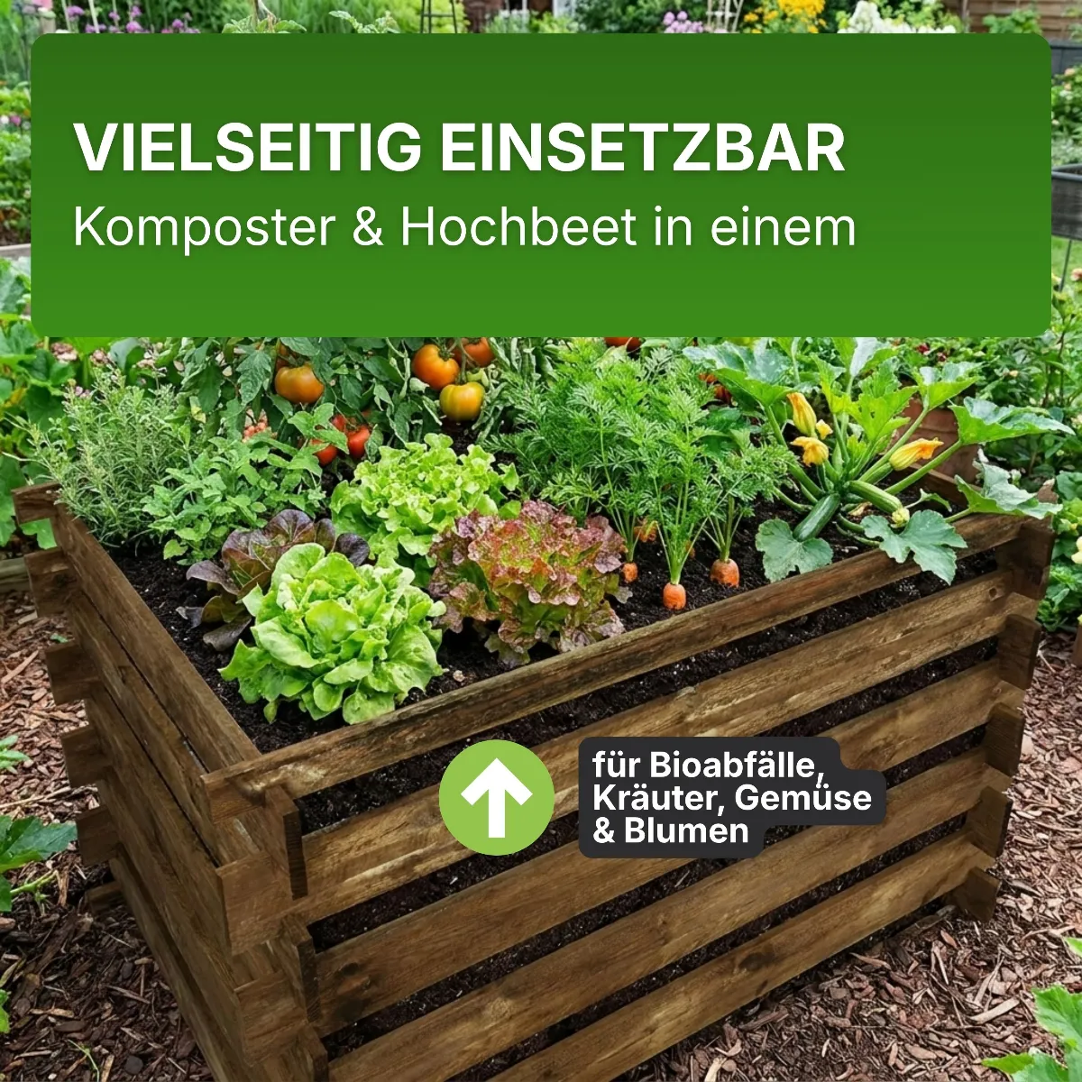 Holzkomposter 90x120xH70 cm Kiefer imprägniert mit Stecksystem Kompostsilo Steckkomposter