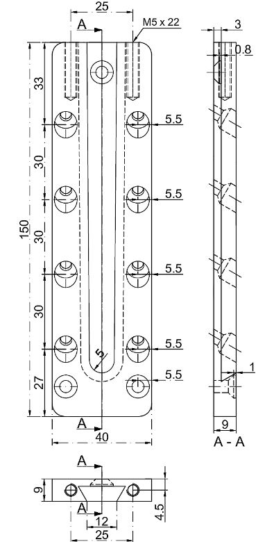Pitzl Verbinder HVP Standard für Holz-Holzanschluss Maße 40 x 150 x 12 mm