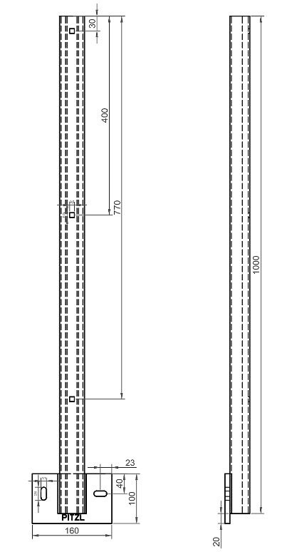 2KCDkoFNJHfPBz Pitzl Balkonsäule BSP C-Profil 50x40x3 mm Stirnseitig zum Andübeln feuerverzinkt Höhe