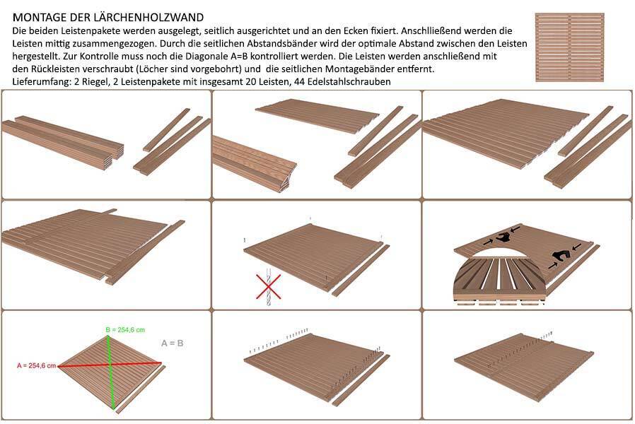 oi Bausatz Sichtschutzzaun Höhe 180 cm Holz Lärchenholz Sichtschutzzaun Holzwand