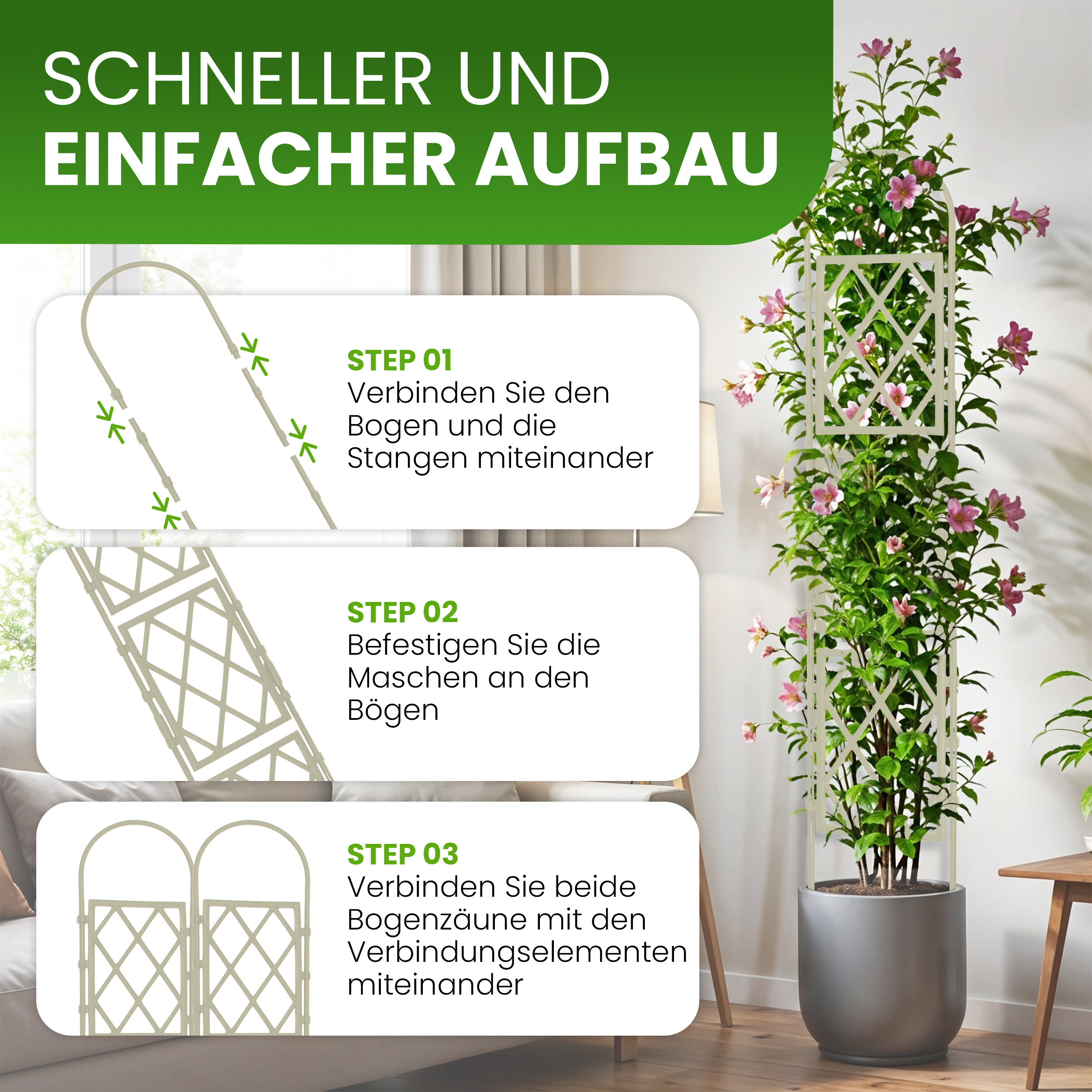 Wandspalier mit Bogen Rankgitter Pflanzenstütze Gitterspalier für Garten