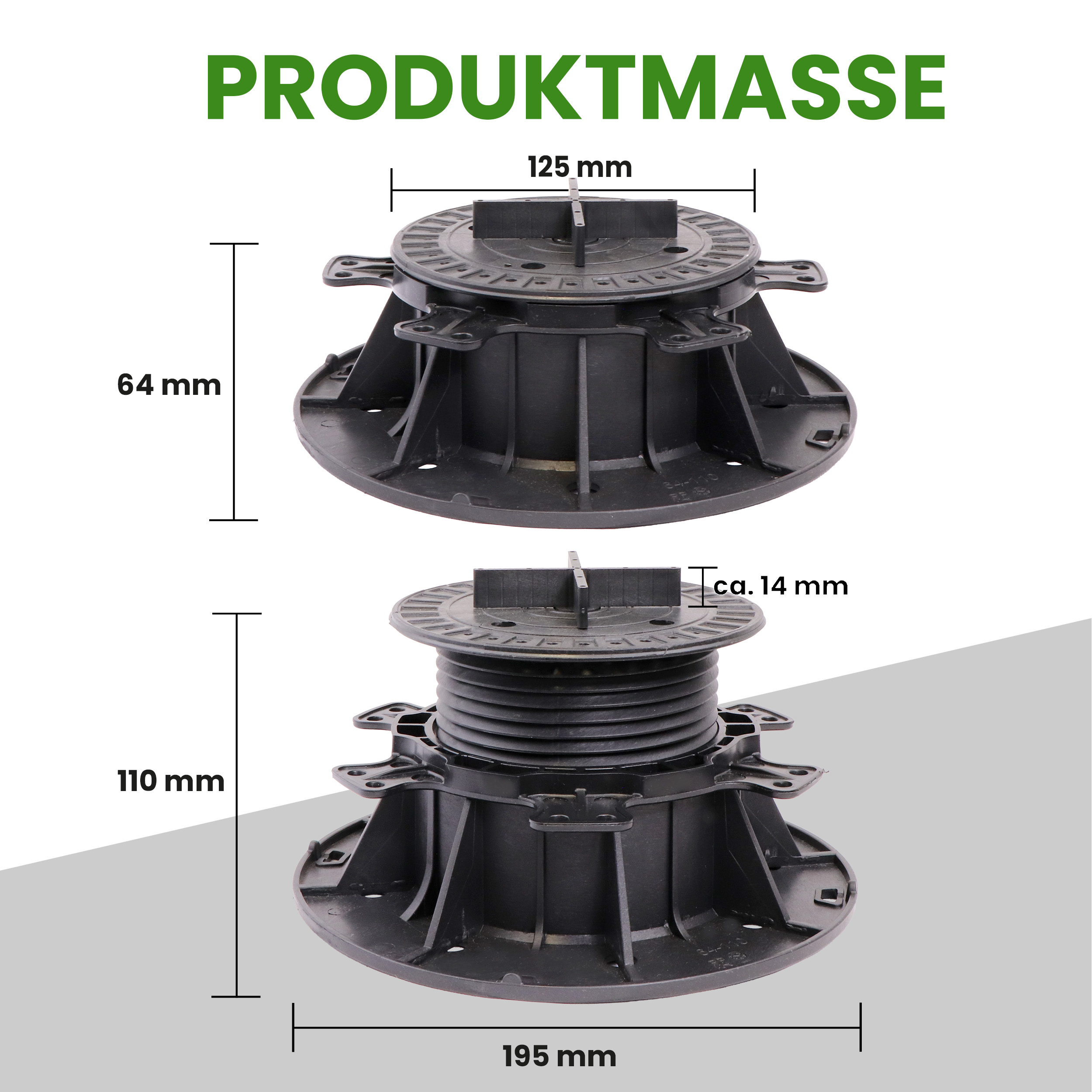 3RiAdMAgjv2g3f 1 Karton Plattenlager PRO für Beton Stein Keramikplatten Terrassenlager Stelzlager Stellfuß