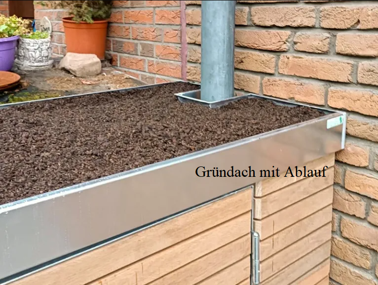 GruendachMsQrRQAUvkC69 Mülltonnenschrank mit Drehtüren Anthrazitgrau Lochblech für 4 Mülltonnen 240 Liter