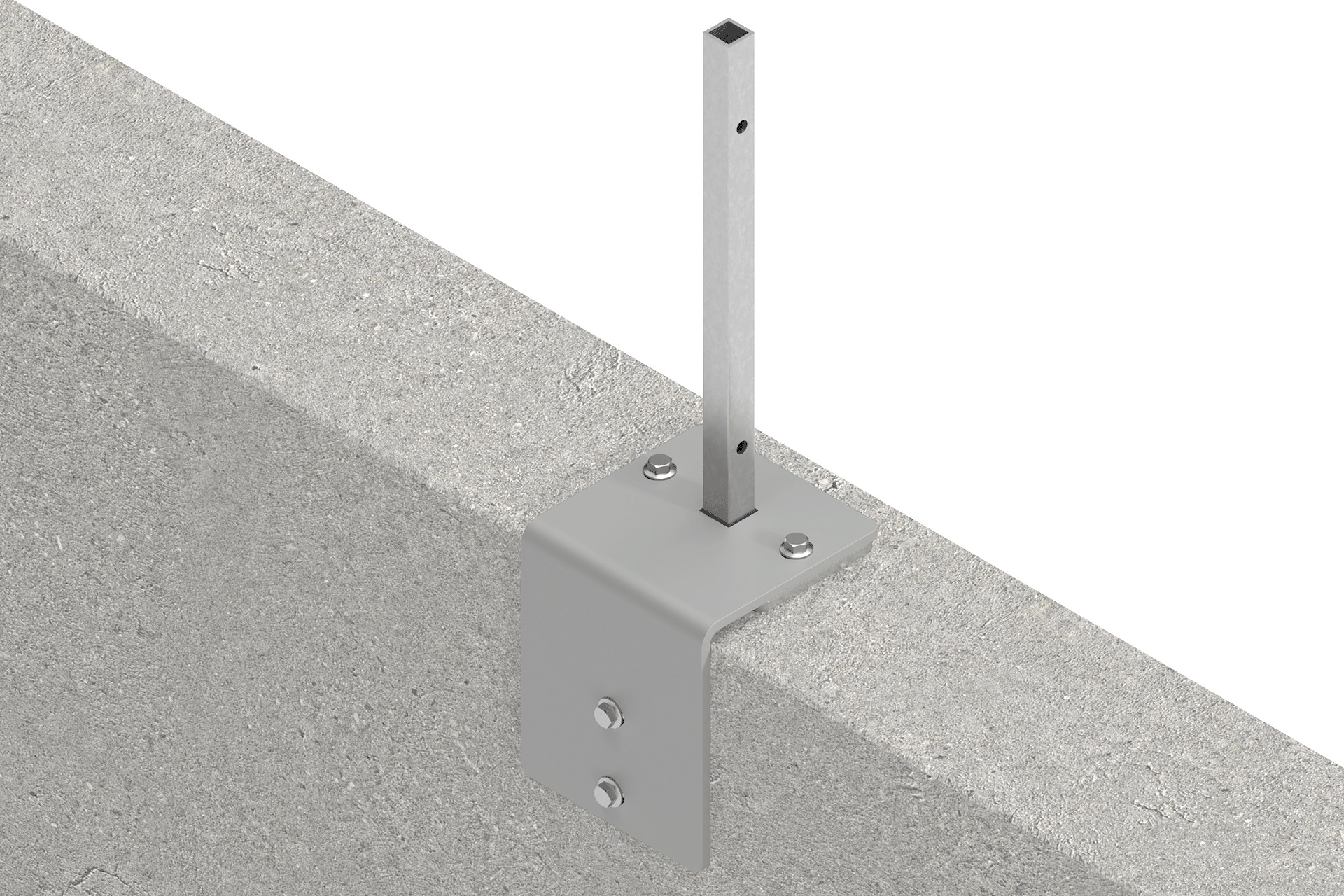 Pfostentraeger-mit-Maueradapter-silber_ Pfostenträger 17x17x20 cm mit Maueradapter silber für WPC-Steckzaun