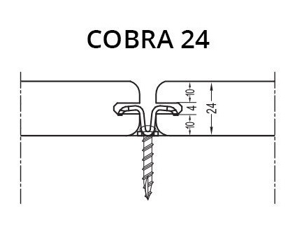 cobra24-schema Terrassenclips Cobra24 inkl. Edelstahl-Holzschraube 4,5x25 mm für Dielen mit Bohlenstärke ab 24 mm
