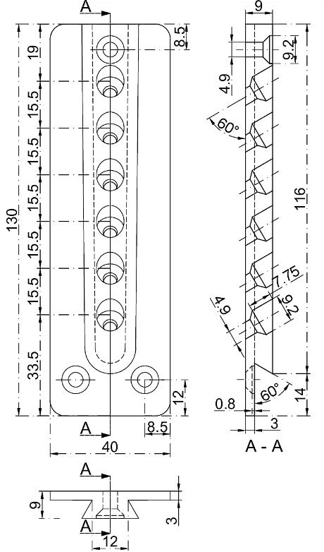 Pitzl Verbinder HVP Standard für Holz-Holzanschluss Maße 40 x 130 x 12 mm