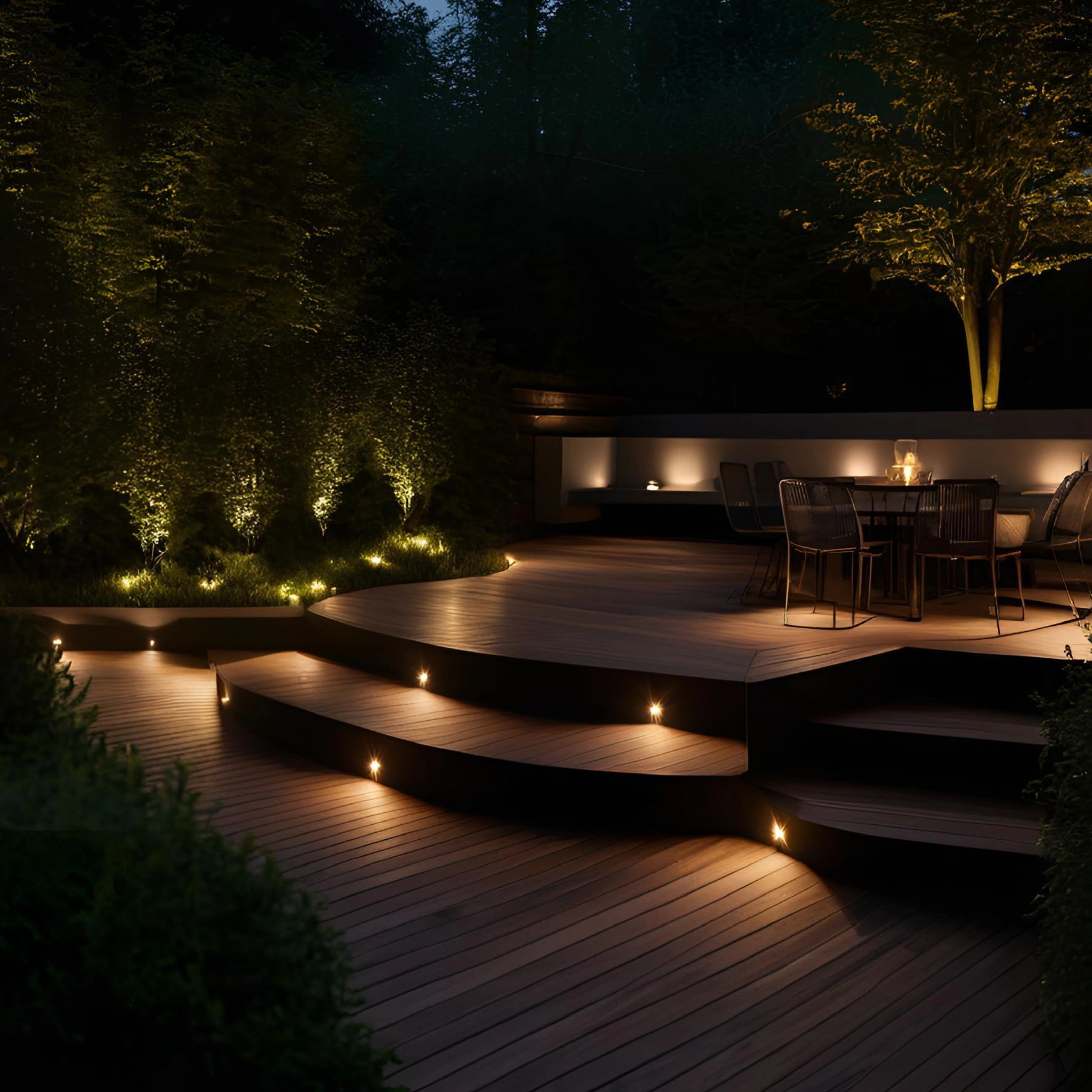 3er-Set LED Bodeneinbaustrahler Außen - rund Ø 6 cm wasserdicht warmweiß - Bodenstrahler für Holzterrasse