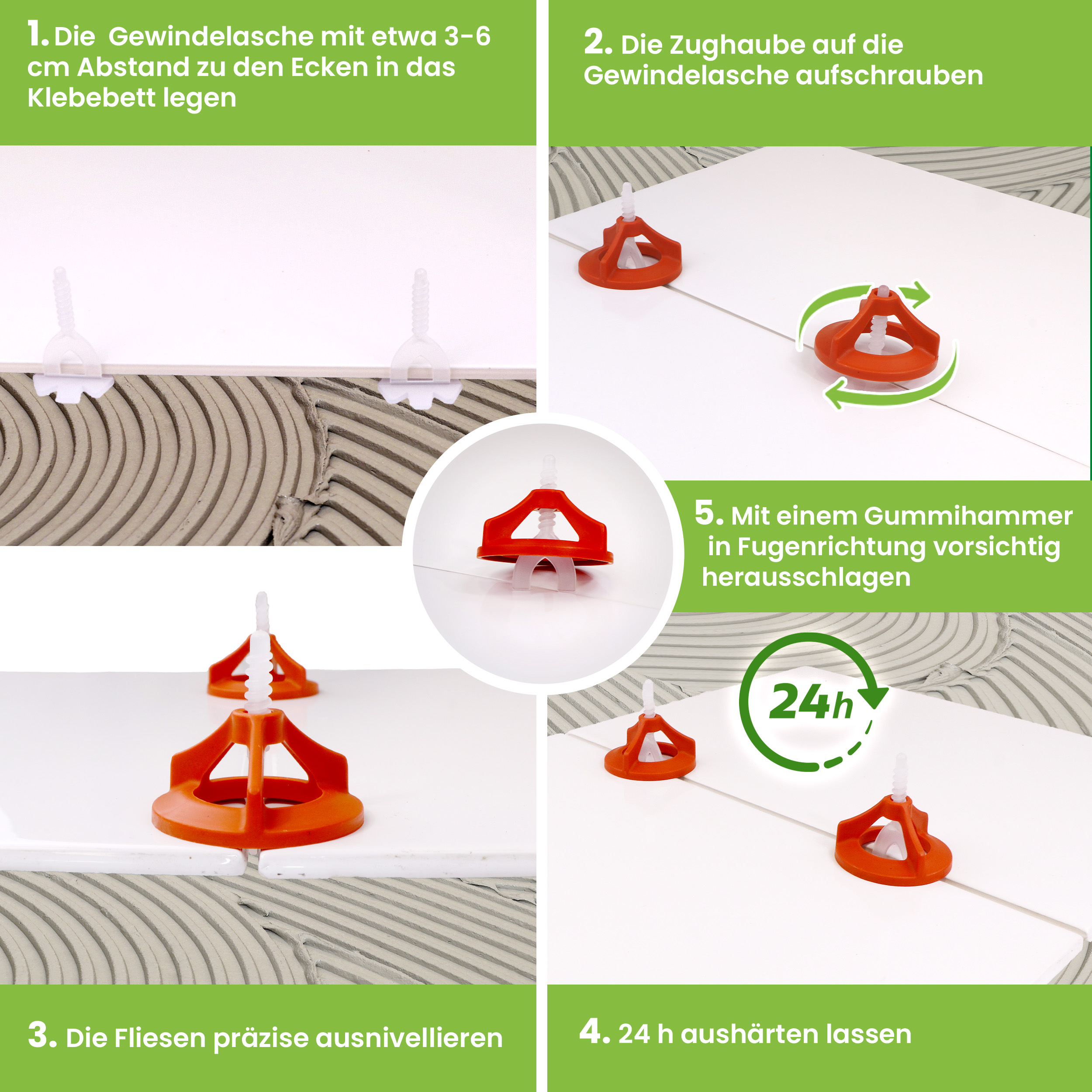 4AZ5wUonNC8e8L 200 Stück Gewindelaschen für 3 mm Fugenbereite Nivelliersystem Fliesenverlegehilfe