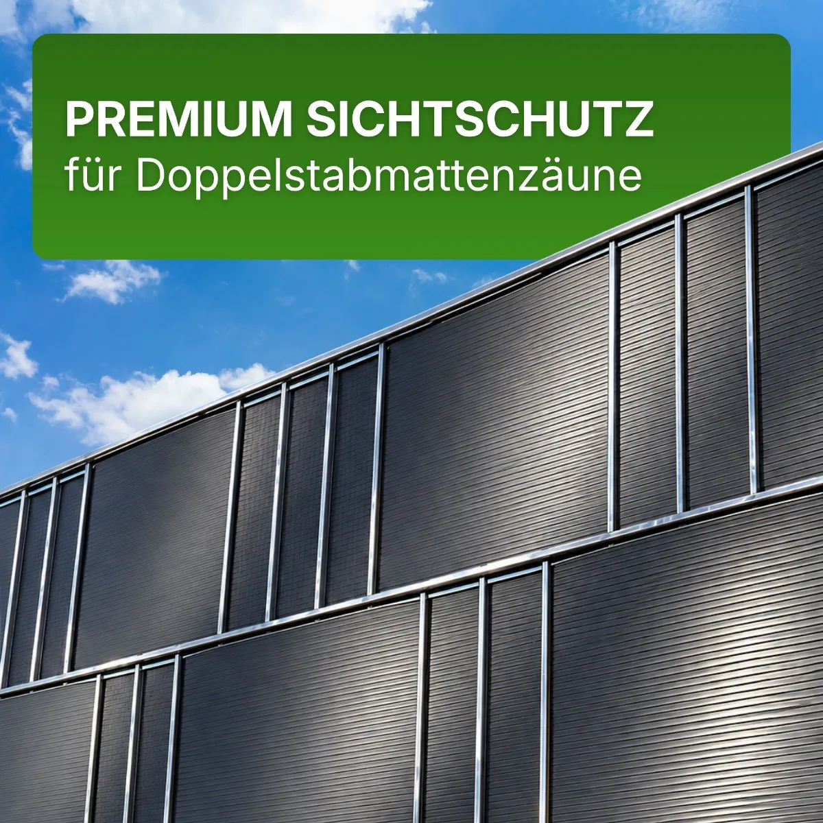 Hart-PVC Sichtschutzstreifen fenstergrau 2525×190×1,35 mm Doppelstabmatten