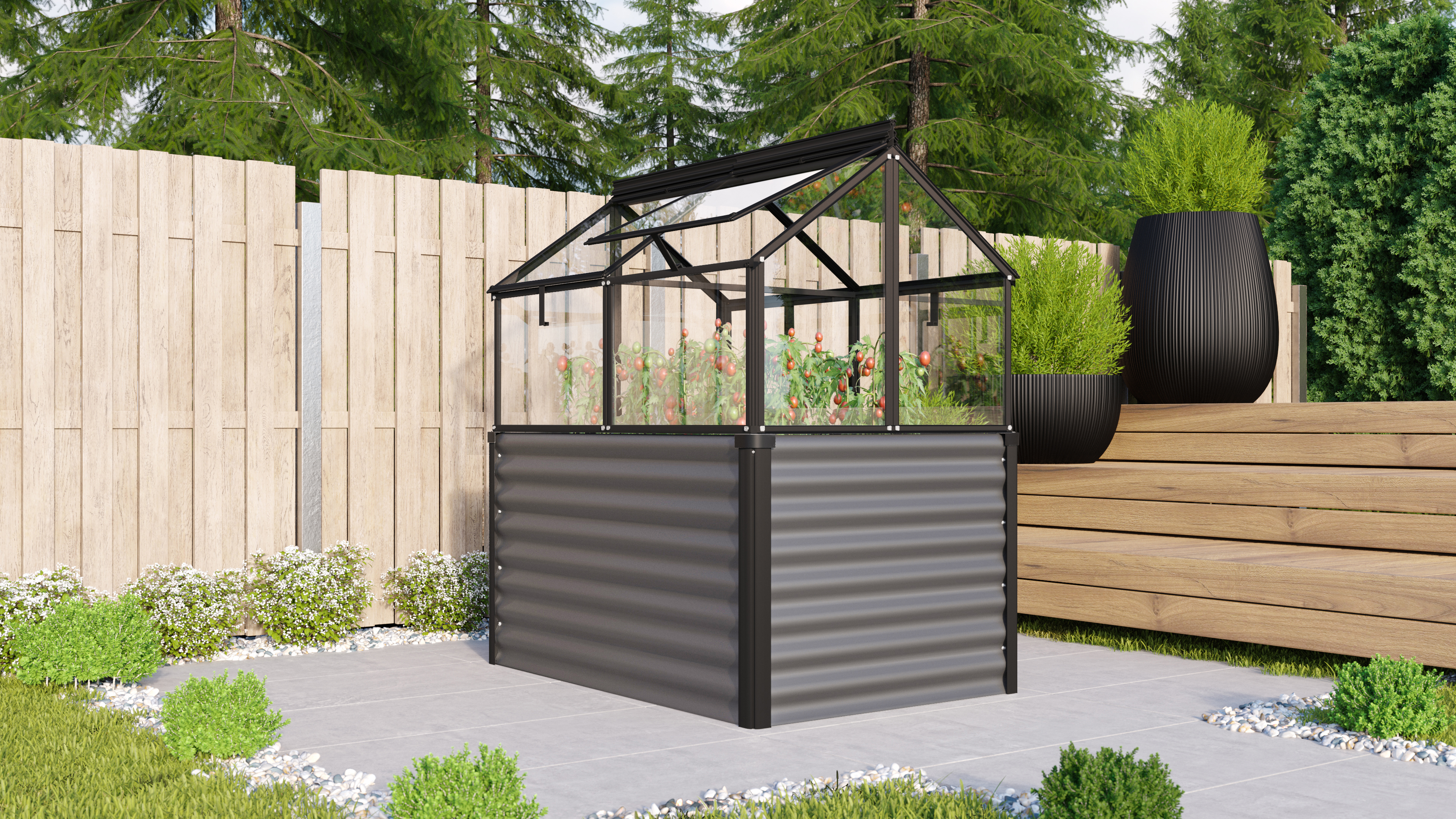 Hochfrühbeet Paris ESG, granit/schwarz