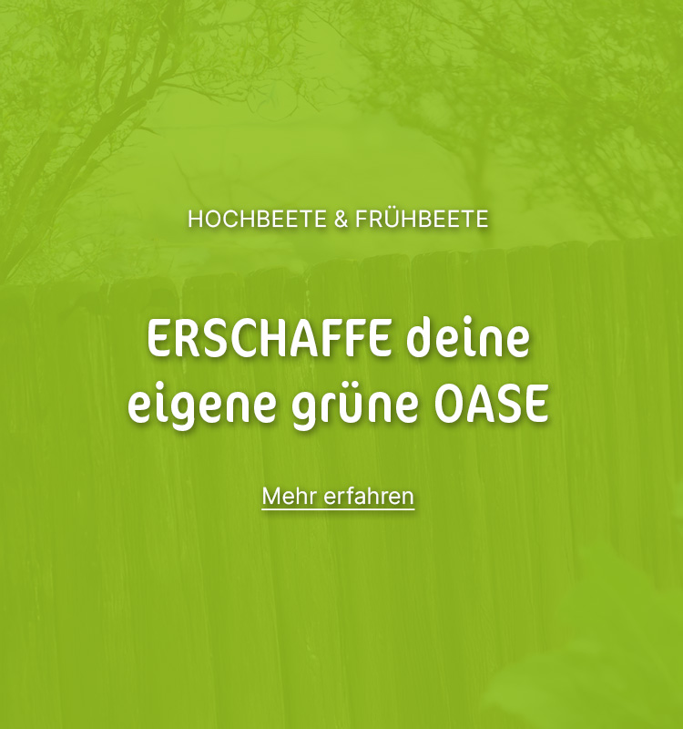 Grüne Fläche mit Text "Erschaffe deine grüne Oase"