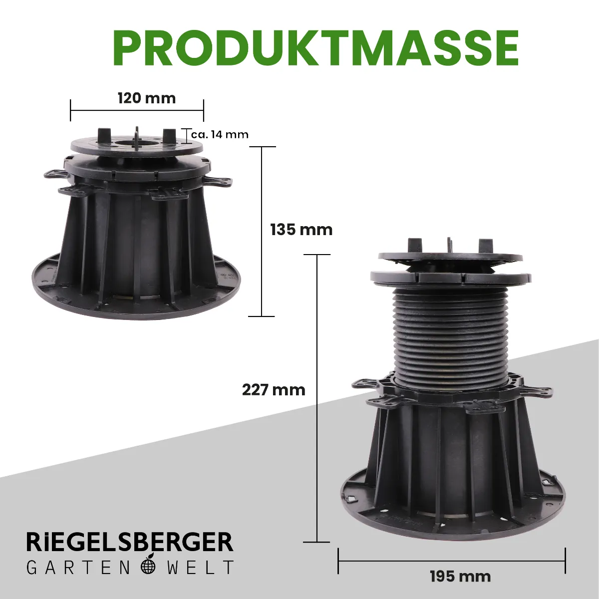 Plattenlager PRO mit Gefälleausgleich 135–227 mm – 30 Stück