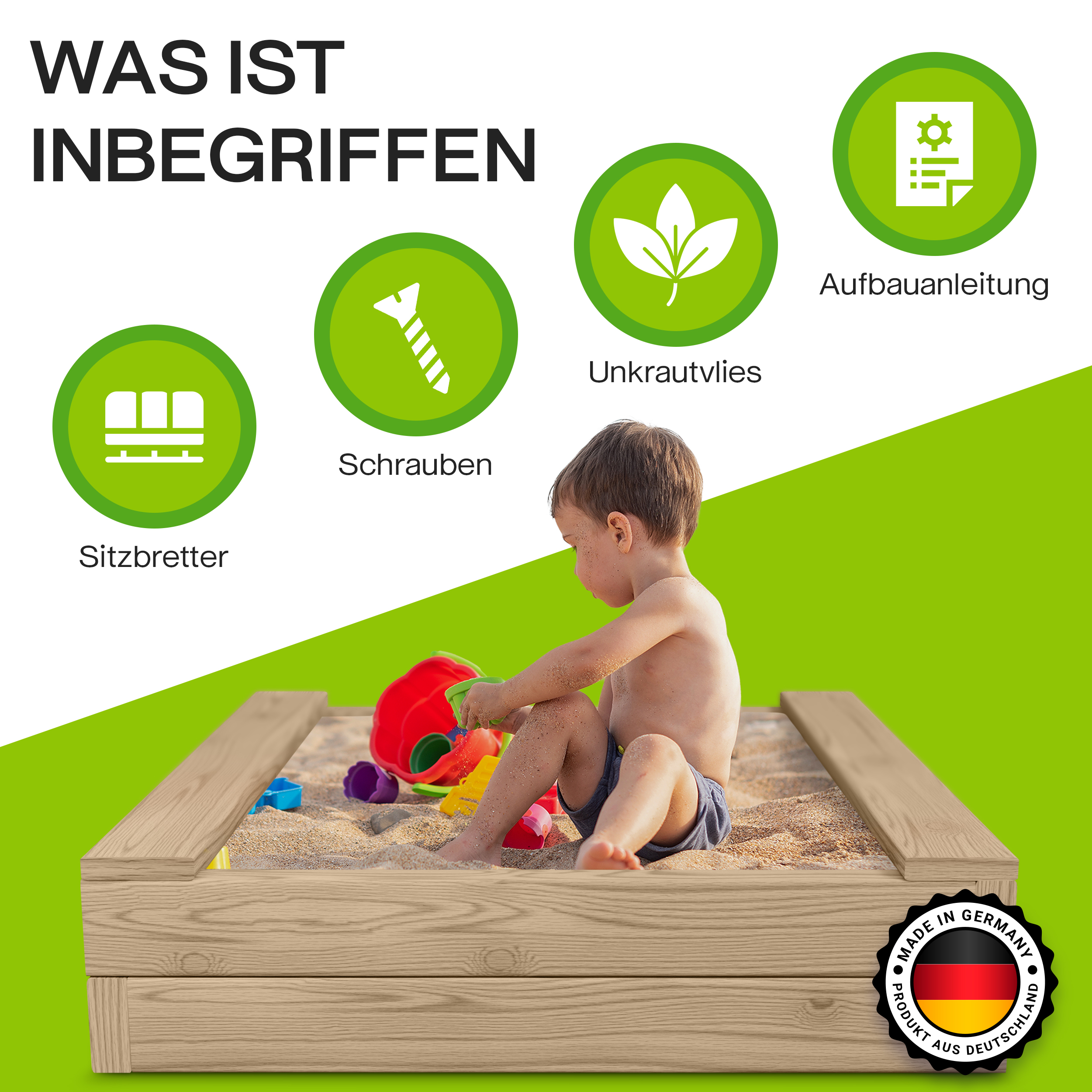 5iHy0YfPyzCo0O Sandkasten BULLE Lärche natur 45 mm inkl. Sitzbretter und Bodenplane Sandbox