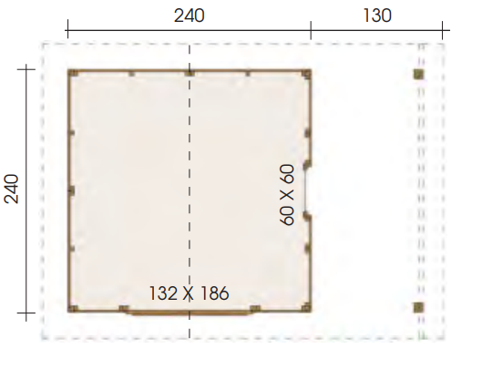 MH2-2424-S-130-SD_2 Premium Gartenhaus MH2 2424 S + 130 SD