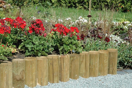 palisaden_kiefer_kesseldruckimpraegniert_beetbegrenzung_artikelbild Pfahl Ø 8 cm, 75cm Länge gespitzt imprägniert Beeteinfassung Baumpfahl imprägniert