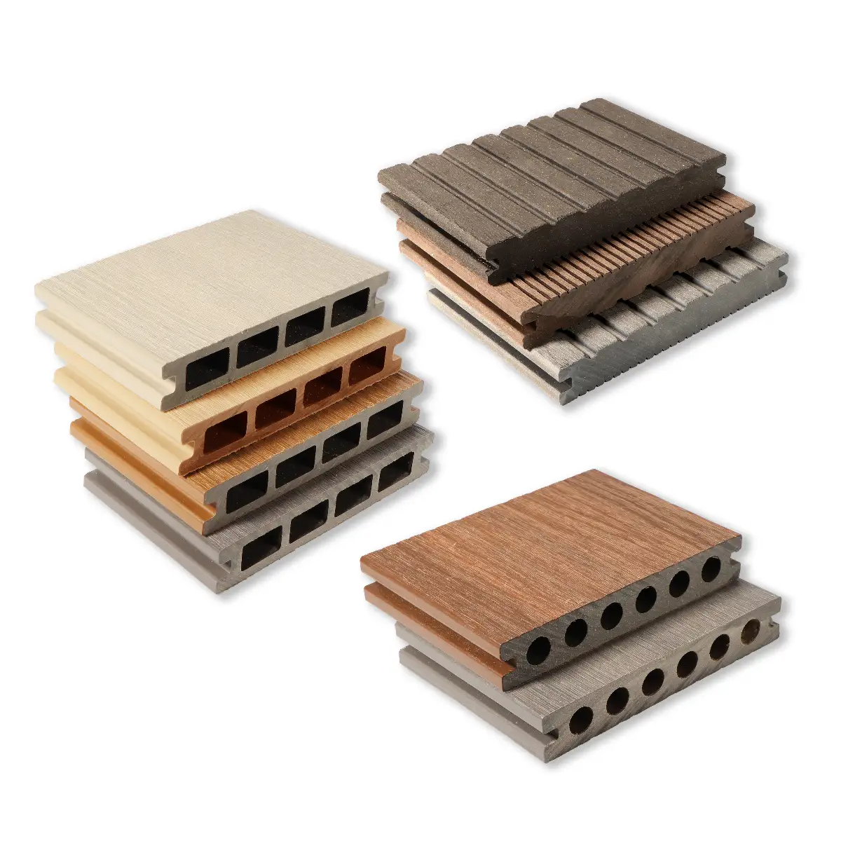 WPC Terrassendielen Musterbox Vollprofil, Premium & ummantelte WPC Dielen