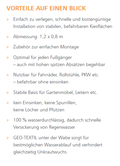 Premium Wabenmatte Standard 120x80x3,2 cm inkl. SEO Antiunkrautvlies Kiesgitter Kiesmatte