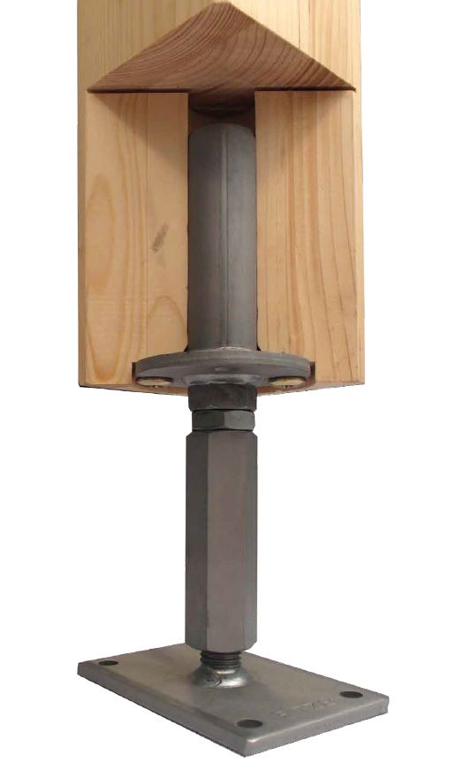 Pitzl-T-Pfostentraeger_ Pitzl T-Pfostenträger mit Dorn 142-207 mm unsichtbare Verschraubung für Holzkonstruktionen