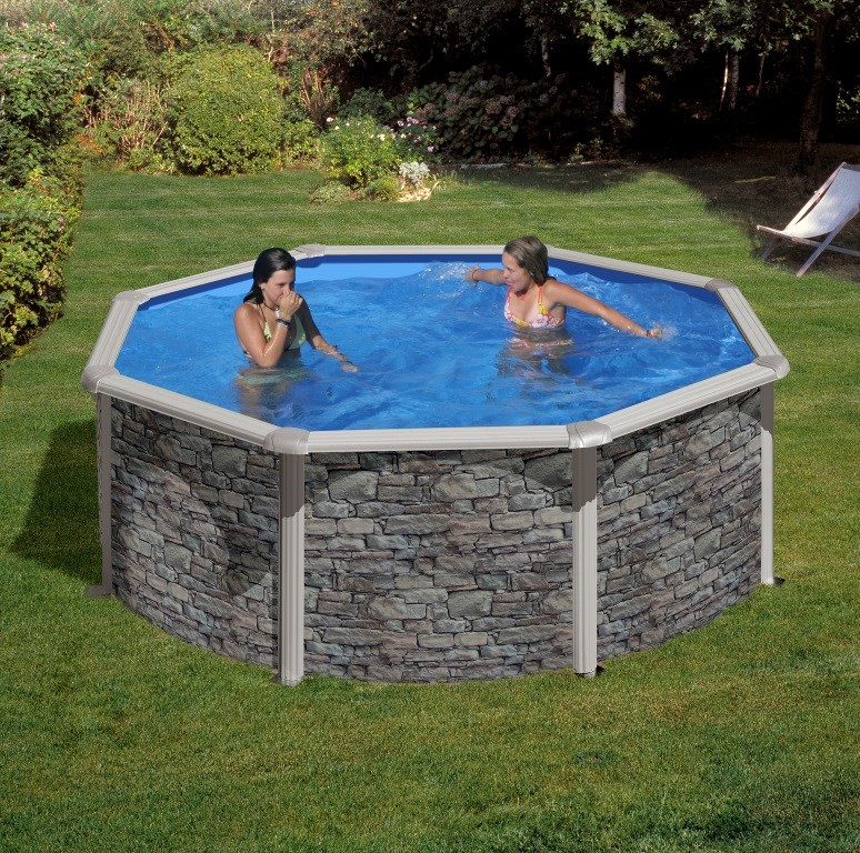 43540-43541-43542 Pool-Set Feeling rund 300x120 cm Steinoptik