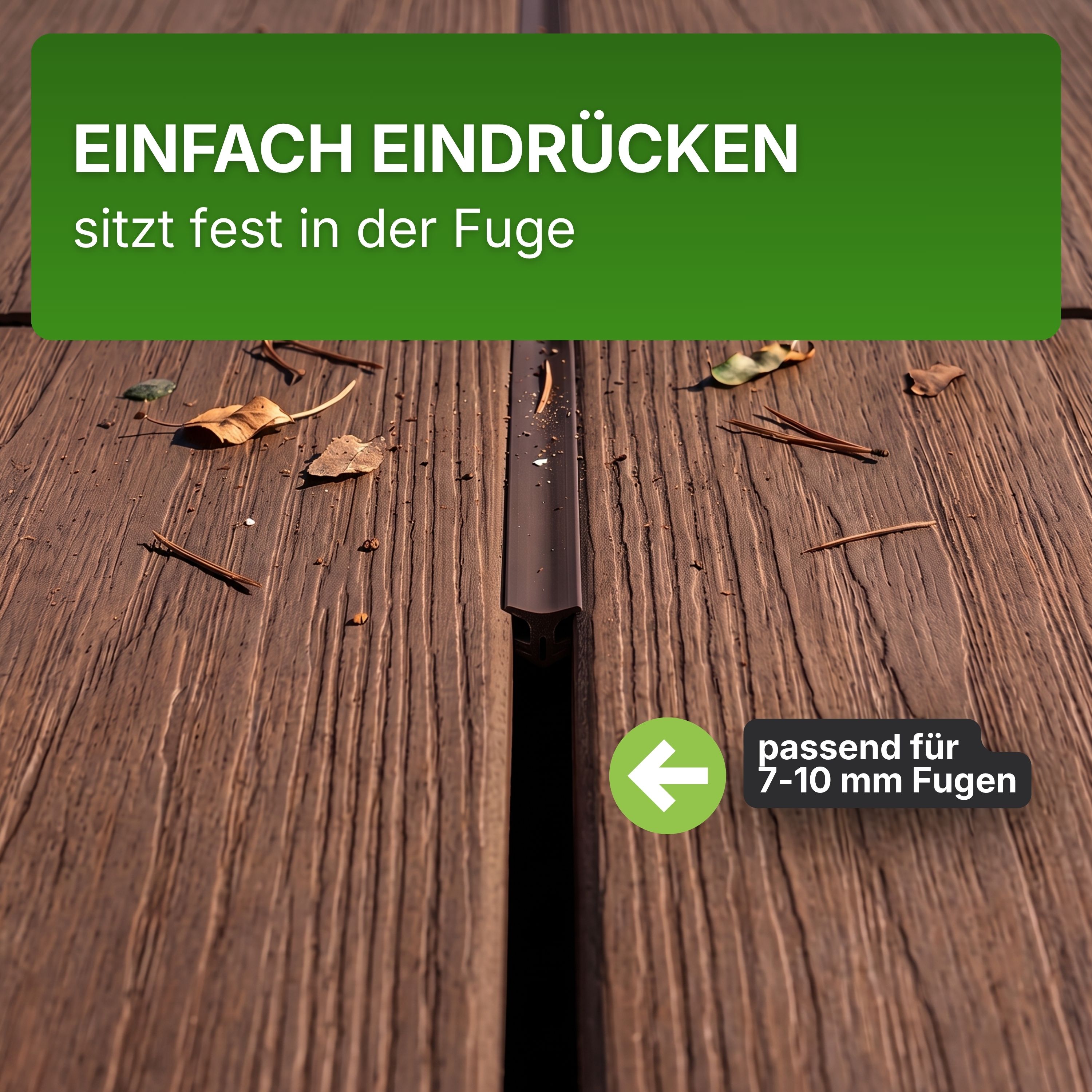 Terrassenfugenband 1 m 7–10 mm dunkelbraun aus TPE