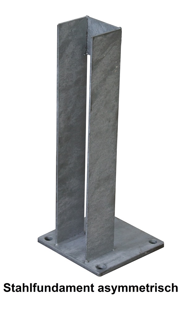 stahlfundament-small-asymetrisch Premium Aluminium Terrassenüberdachung Glas 8mm klar, MADE IN GERMANY ALU - Überdachung