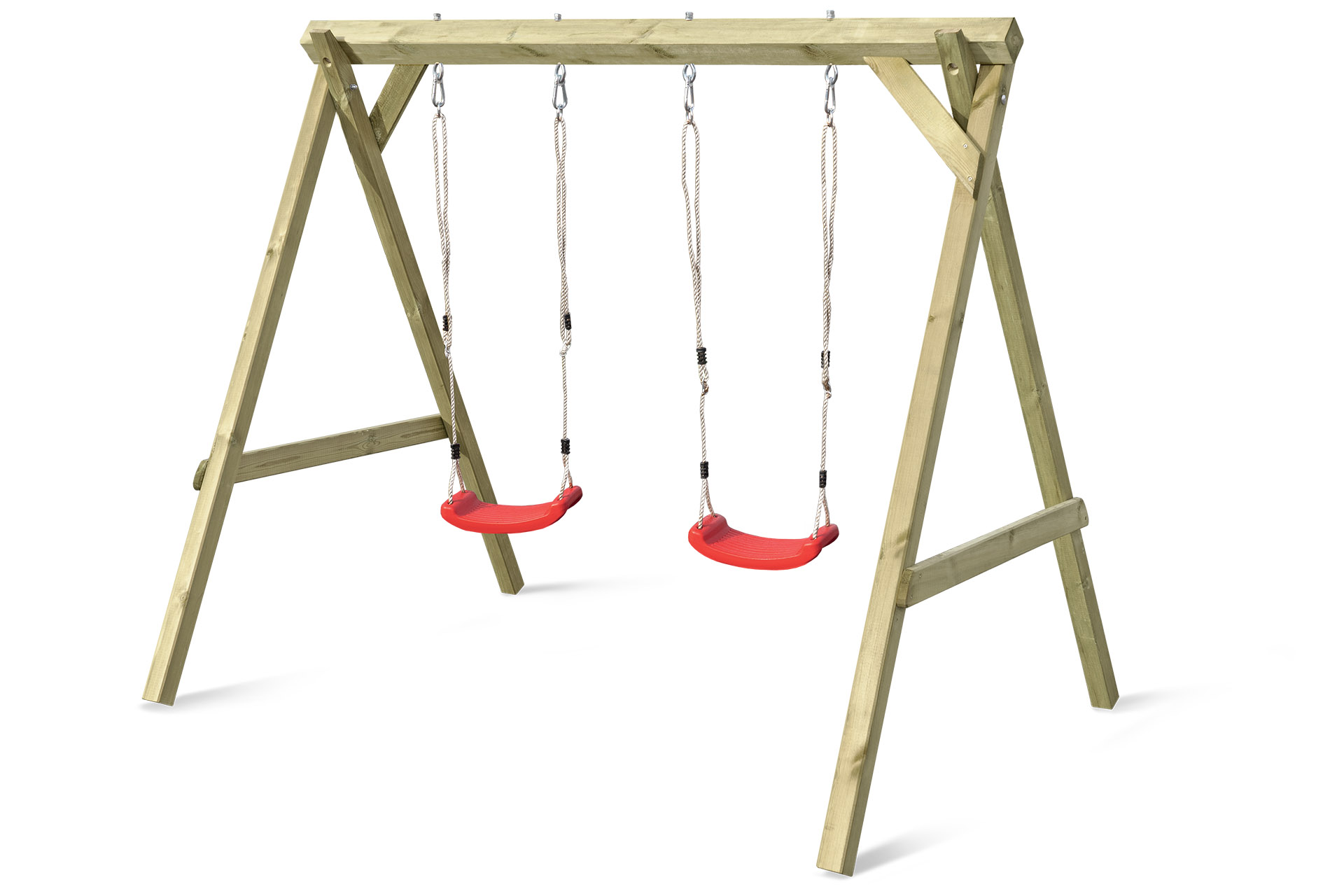 67159-67163-W1 Premium Doppelschaukel Sina Kiefer imprägniert Kinderschaukel mit zwei Schaukelsitzen TÜV geprüft