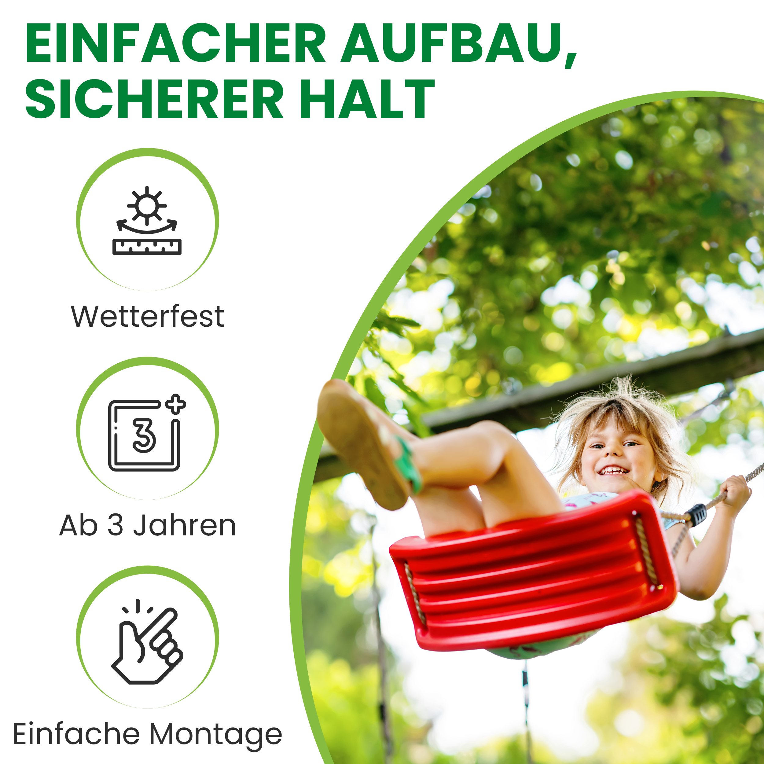 2TomWIpanu8cb6 Doppelschaukel Iris Kiefer imprägniert Kinderschaukel mit zwei roten Schaukelsitzen TÜV geprüft
