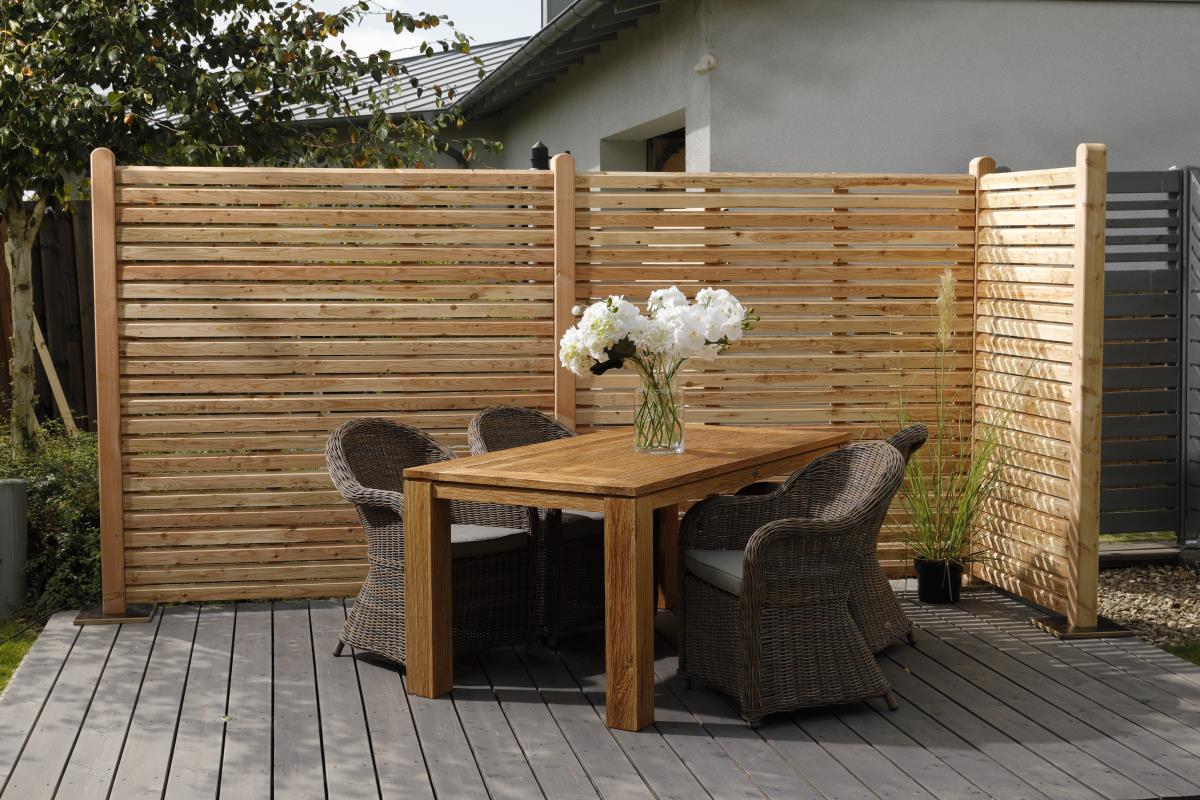 Rhombus-laerche-3Fw0qms2N2n0h4 Sichtblende Rhombus Typ I sibirische Lärche Premium fertig montierter Massivholzzaun Komplettset