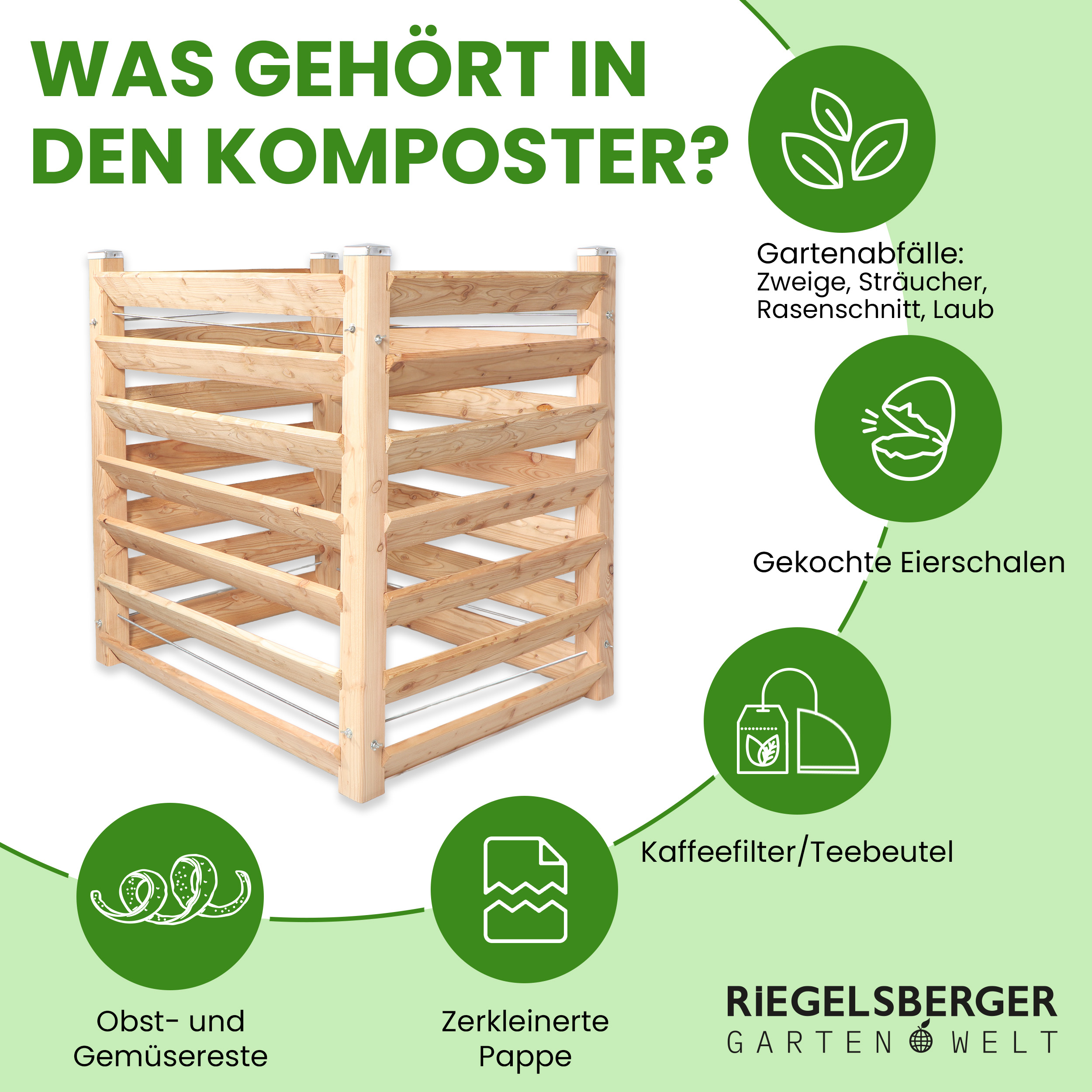 Moderner Komposter Single 80x80xH100 cm aus Lärchenholz Massivholz Steckkomposter Kompostsilo Holzkomposter