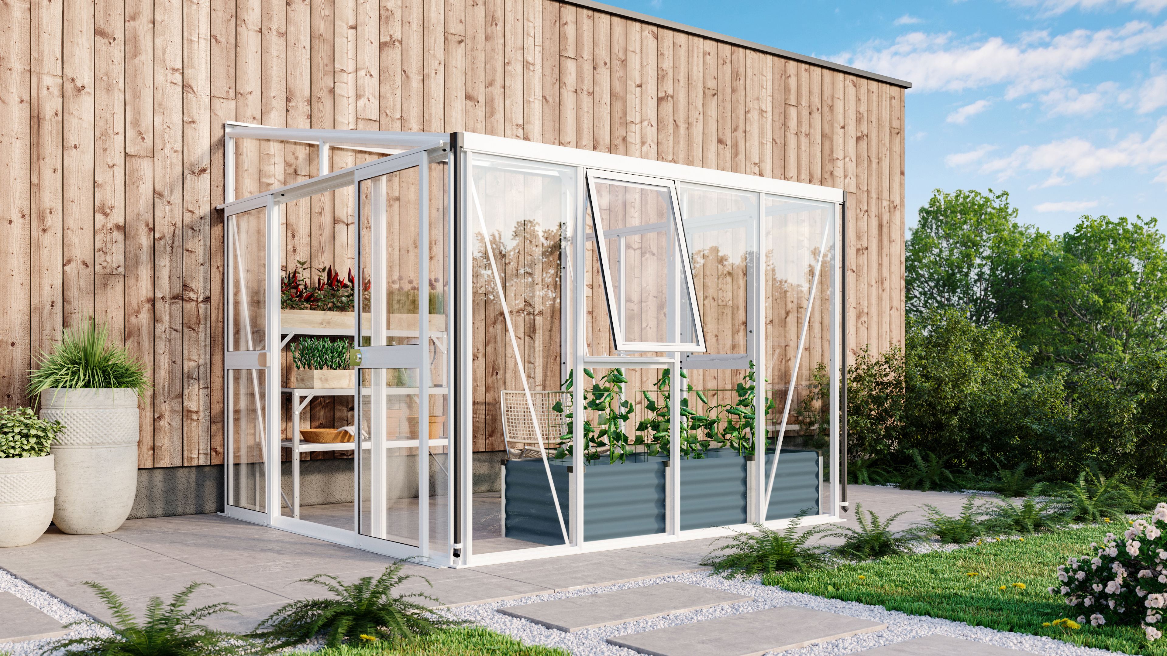 Gewächshaus Helena 7000 ESG/HKP  3/10mm, weiß