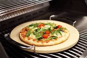 Pizzastein inkl. Edelstahl-Gestell Backstein Pizza Flammkuchen Steinofen rund Ø 33x1,5 cm