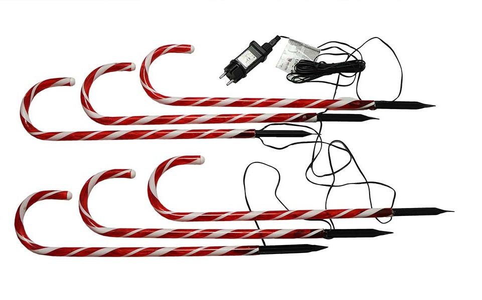b2VkcJvfw8ee6gg Lichterkette 6er-Set Zuckerrohrstab Zuckerstange LED rot Gartenstäbe