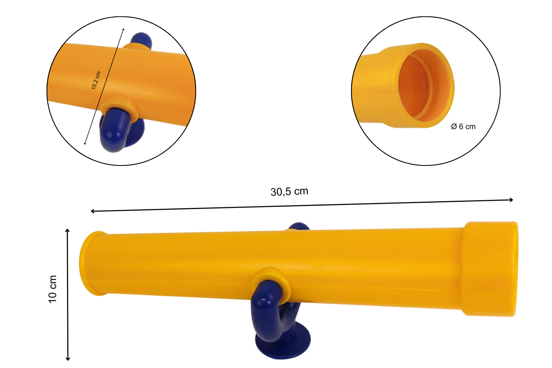 F2-Masse-GELB Kinder Teleskop Ø 60 x 310 mm Gelb für Spielturm