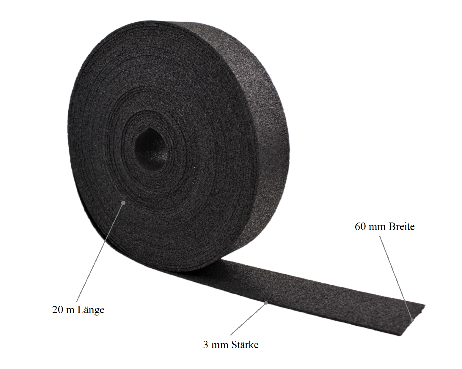 Padrolle_3x60_Abmessungen Padrolle 3x60x20000 mm Gummipad Pad Terrassenpad Gummigranulat Gummiunterlage Isopad