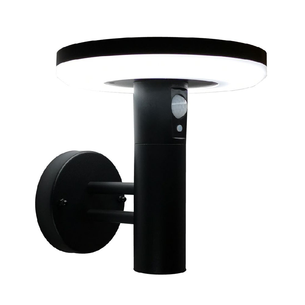 Hauptbild-GP-Shop-GP9300 LED Solarleuchte mit Bewegungsmelder Wandleuchte Wandlampe Edelstahl Schwarz
