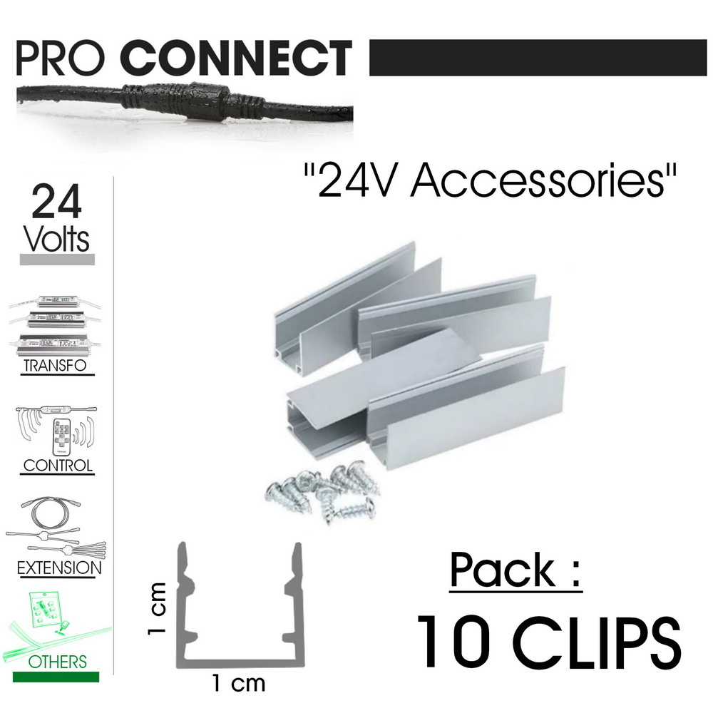 10er Set 1,5 cm Alu-Befestigungen für LED-Streifen