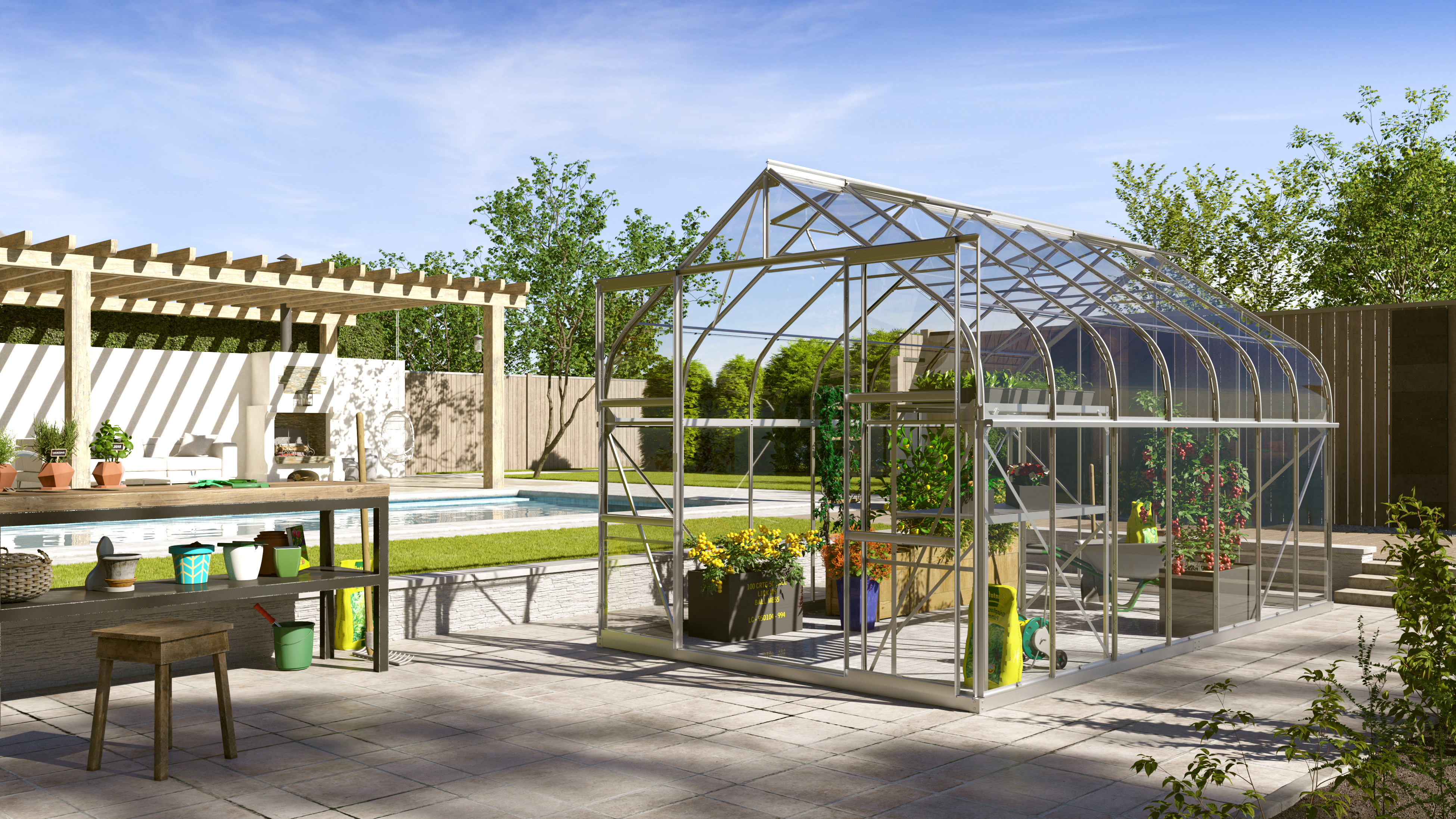 Gewächshaus Dione 11500 ESG3mm inkl. Fundament