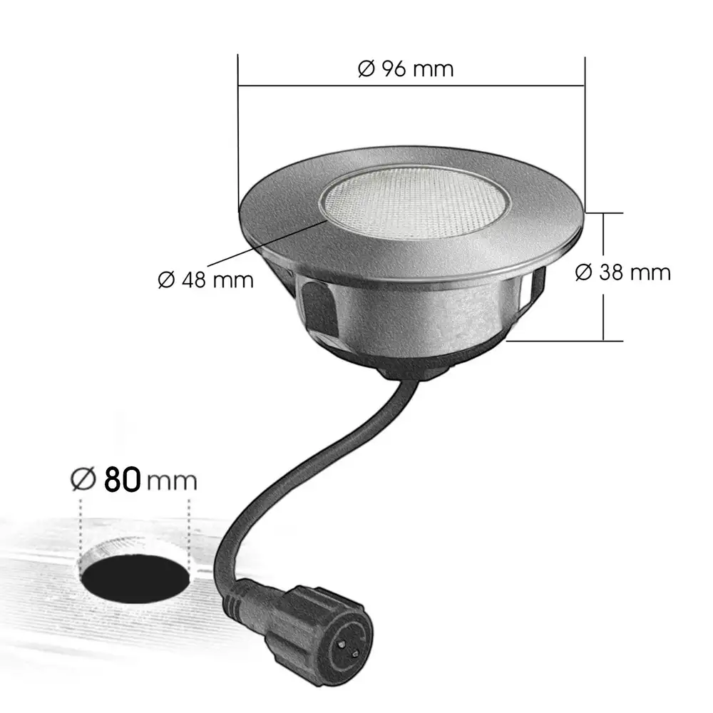 LED Bodeneinbaustrahler Außen Ø 9,6 cm rund für Terrassenbeleuchtung