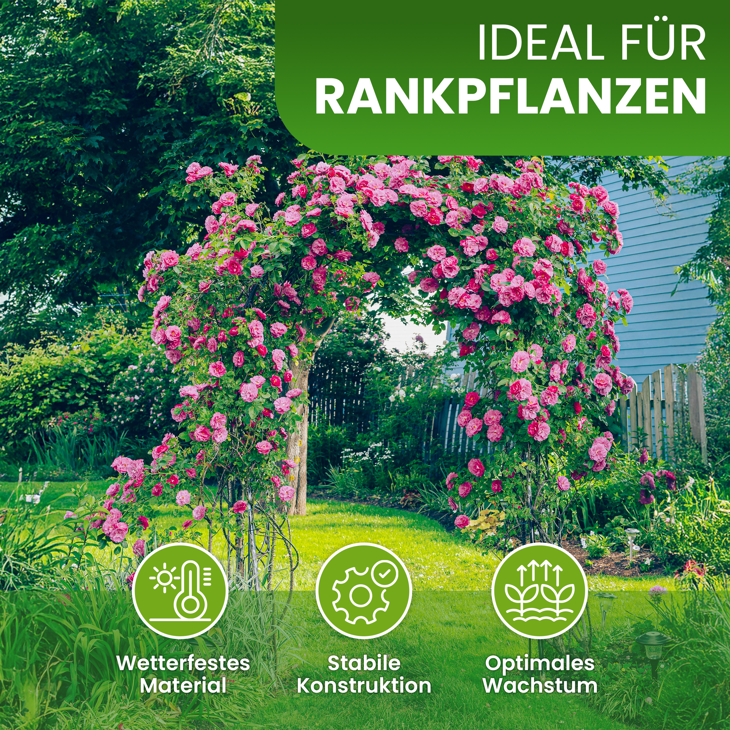 Rosenbogen schwarz Gartendeko Rosenspalier Torbogen Rankhilfe für Kletterpflanzen Rosen