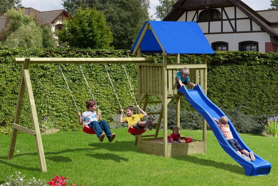 spielturm-premium-m-kinder-898 Spielturm Premium S für Kinder mit Sandkasten und Schaukel