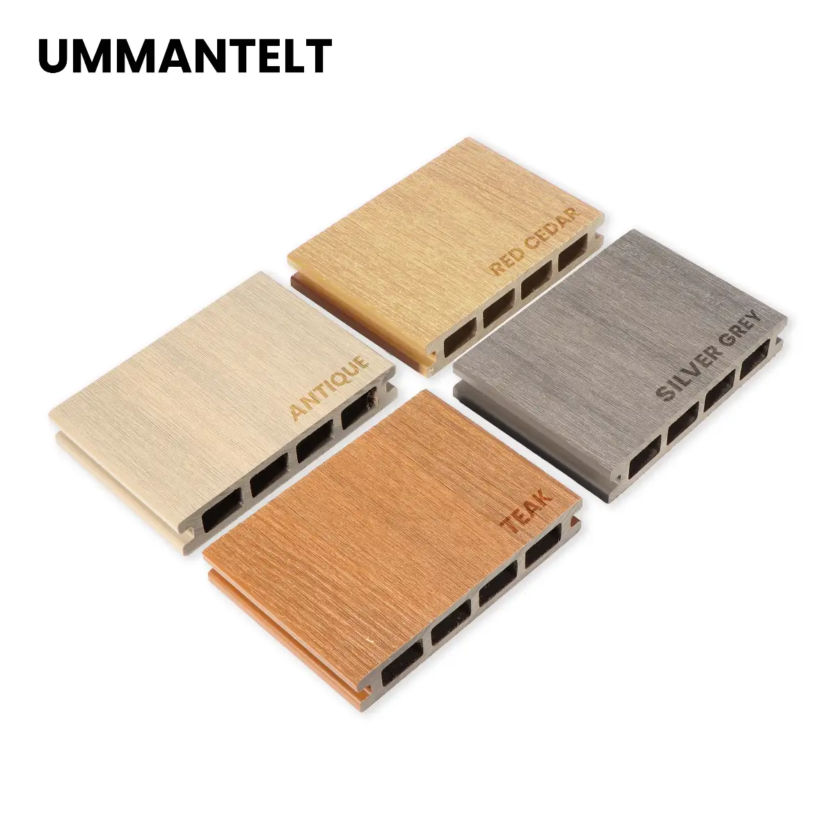 WPC Terrassendielen Musterbox Vollprofil, Premium & ummantelte WPC Dielen
