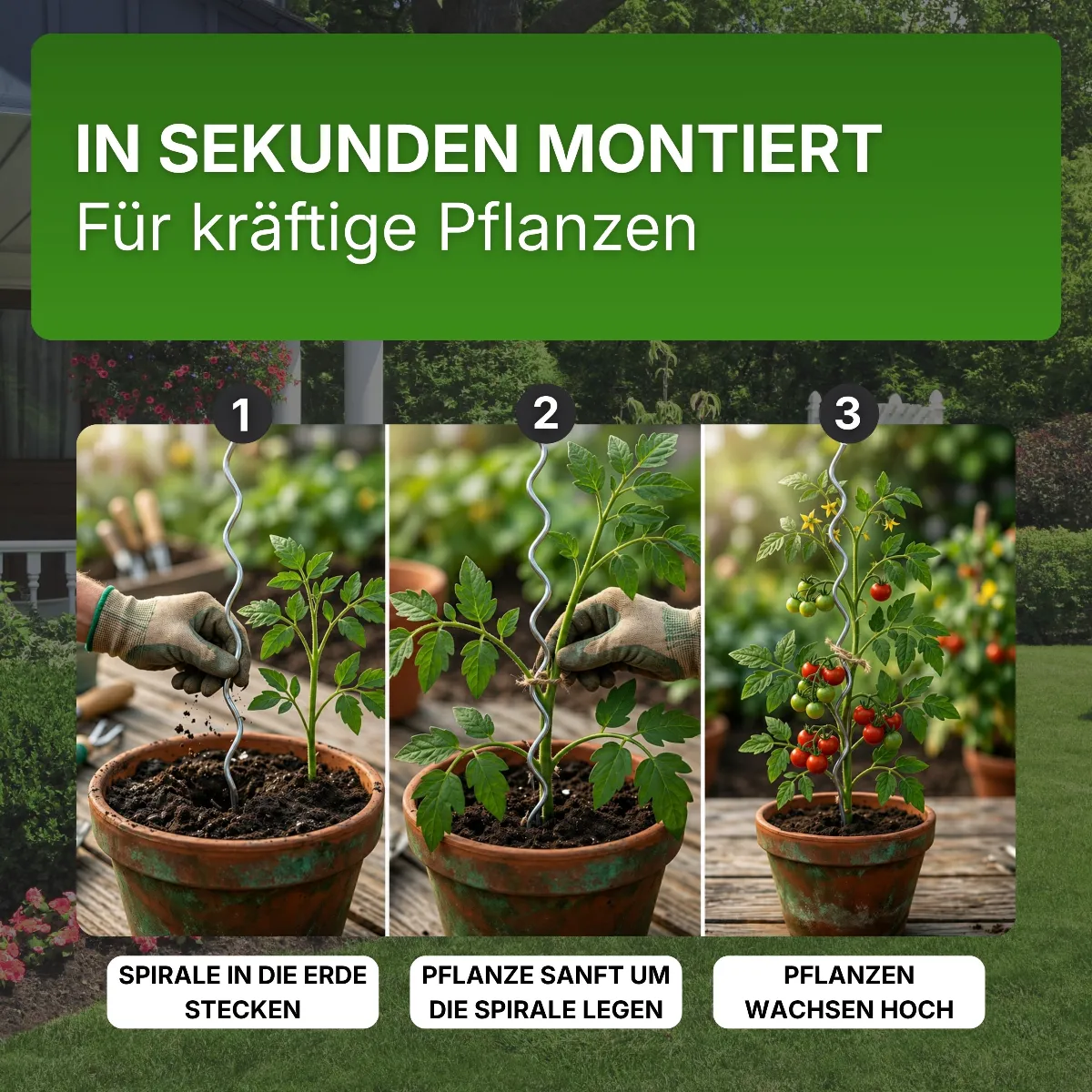 Tomatenspiralen aus Stahl Ø 5,6 mm Tomatenspiralstäbe Ranke Pflanzstab