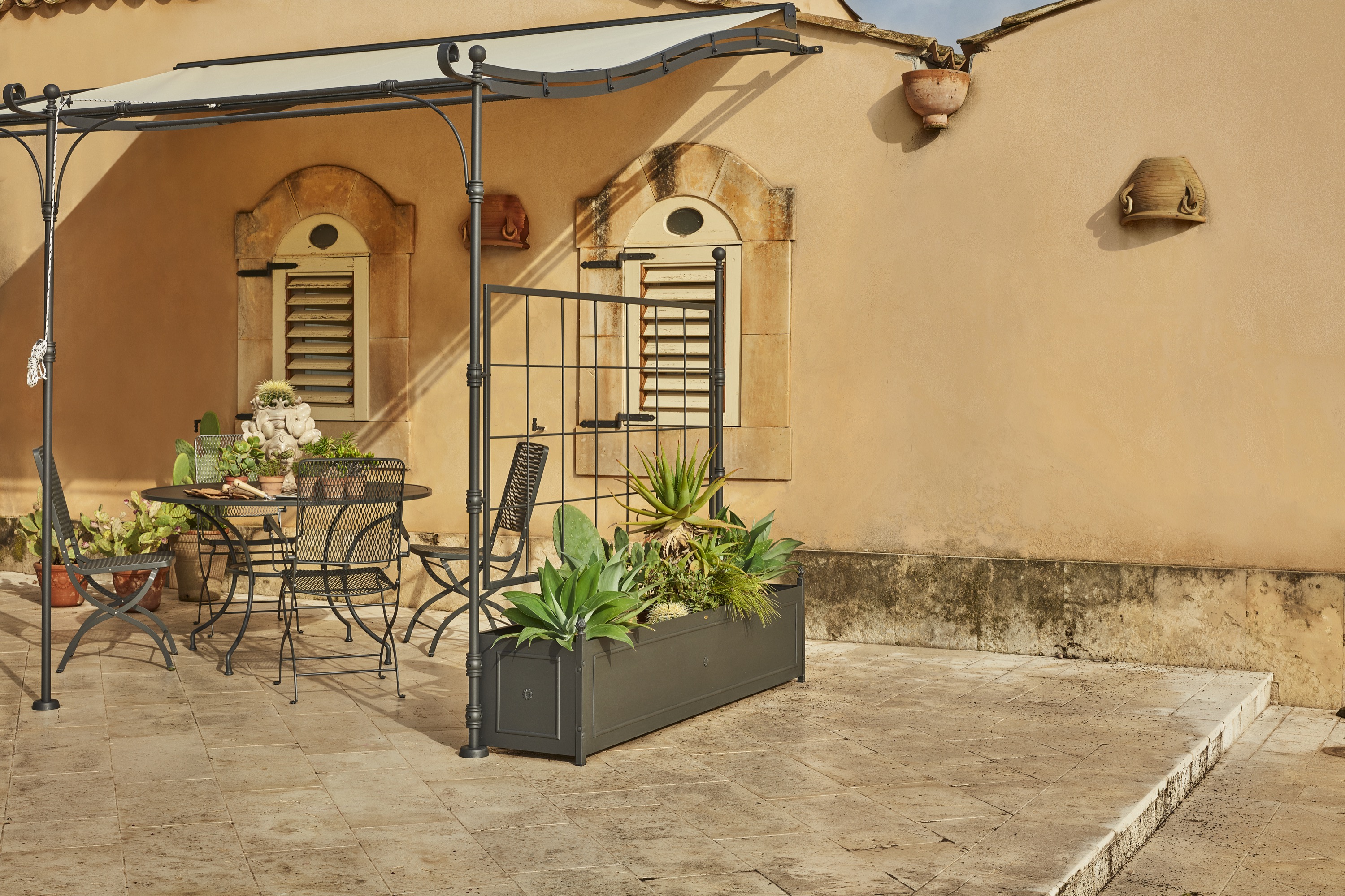 Unopiu Gebogene Anbaupergola Solaire Überdachung Set Breite 376 cm