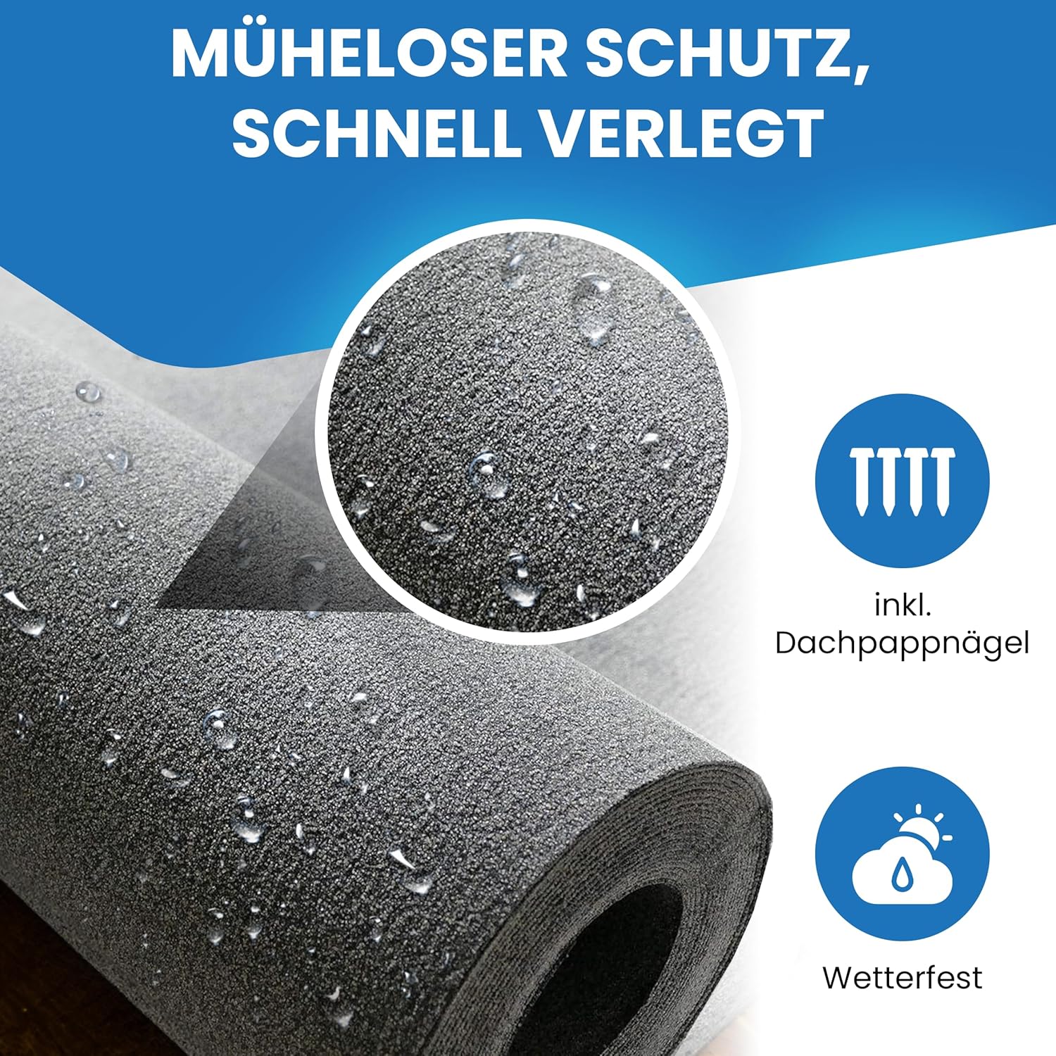 b3pvlAyj16s9dtc Bitumen Dachpappe schwarz Bitumenbahn zur Dacheindeckung Dachbahn inkl. 100 Stück Dachpappnägel