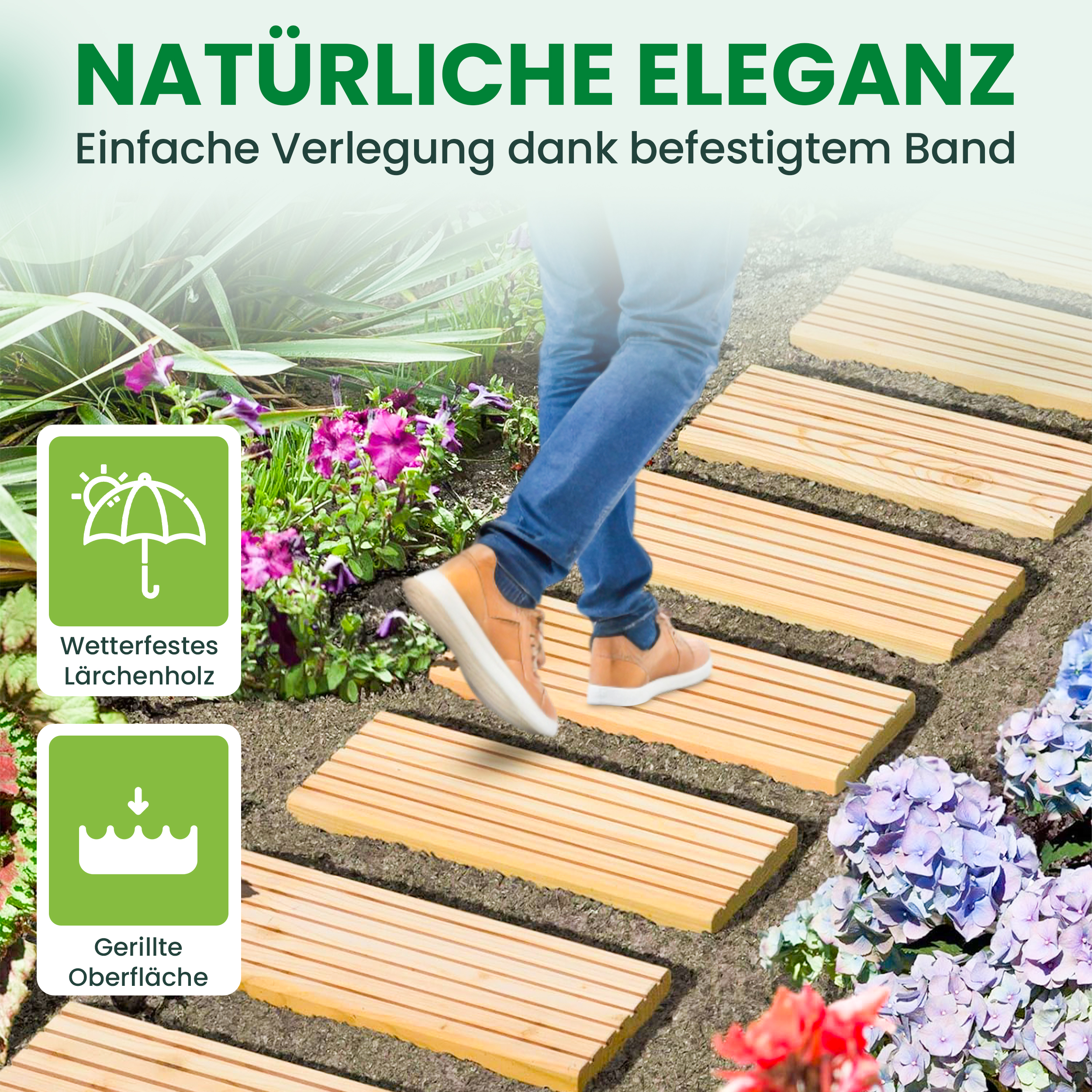 11HzodrcVRsUtkf Rollweg Lärche Länge 250 cm für den Weg im Garten