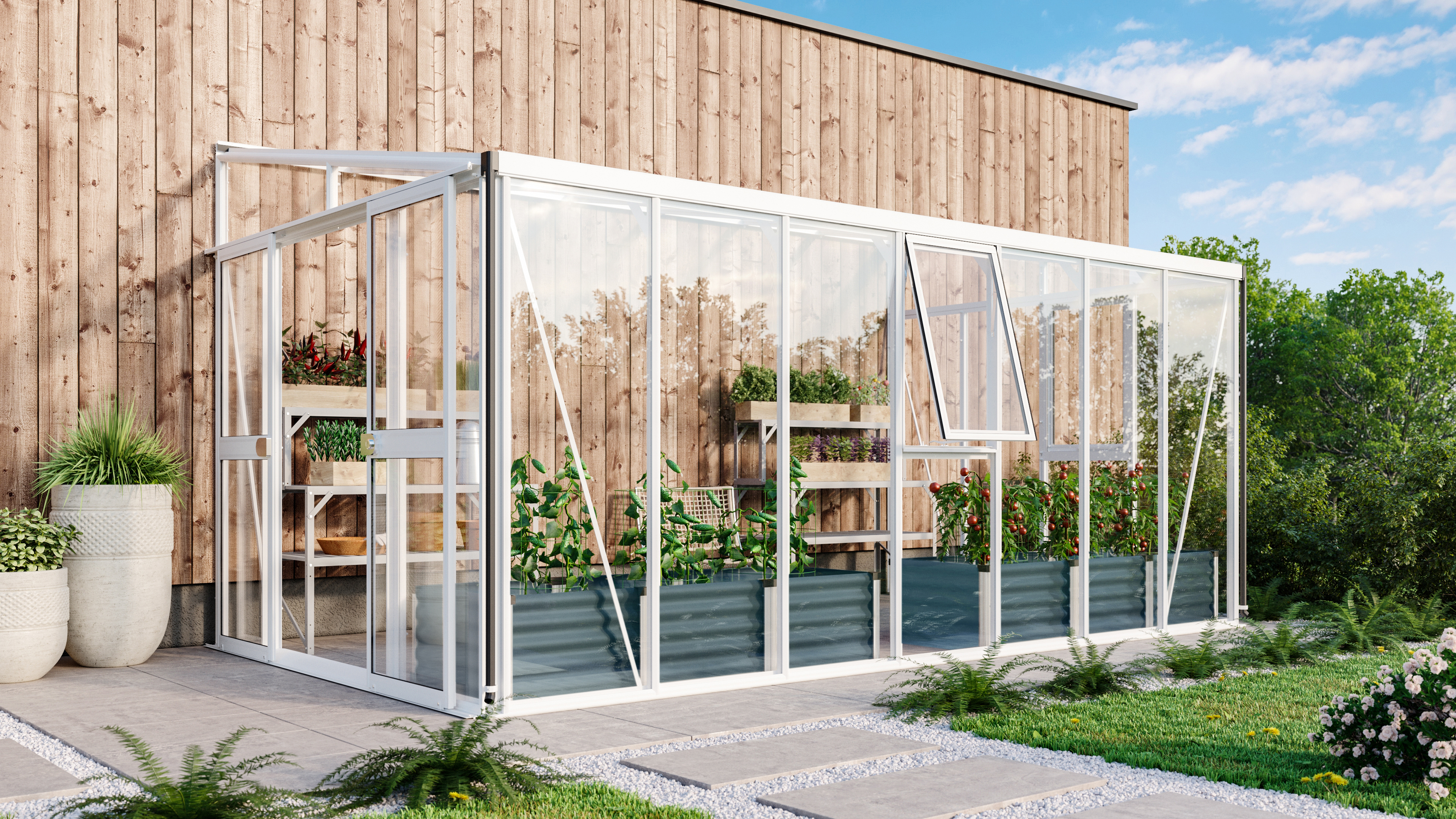 Gewächshaus Helena 11900 ESG/HKP  3/10mm, weiß