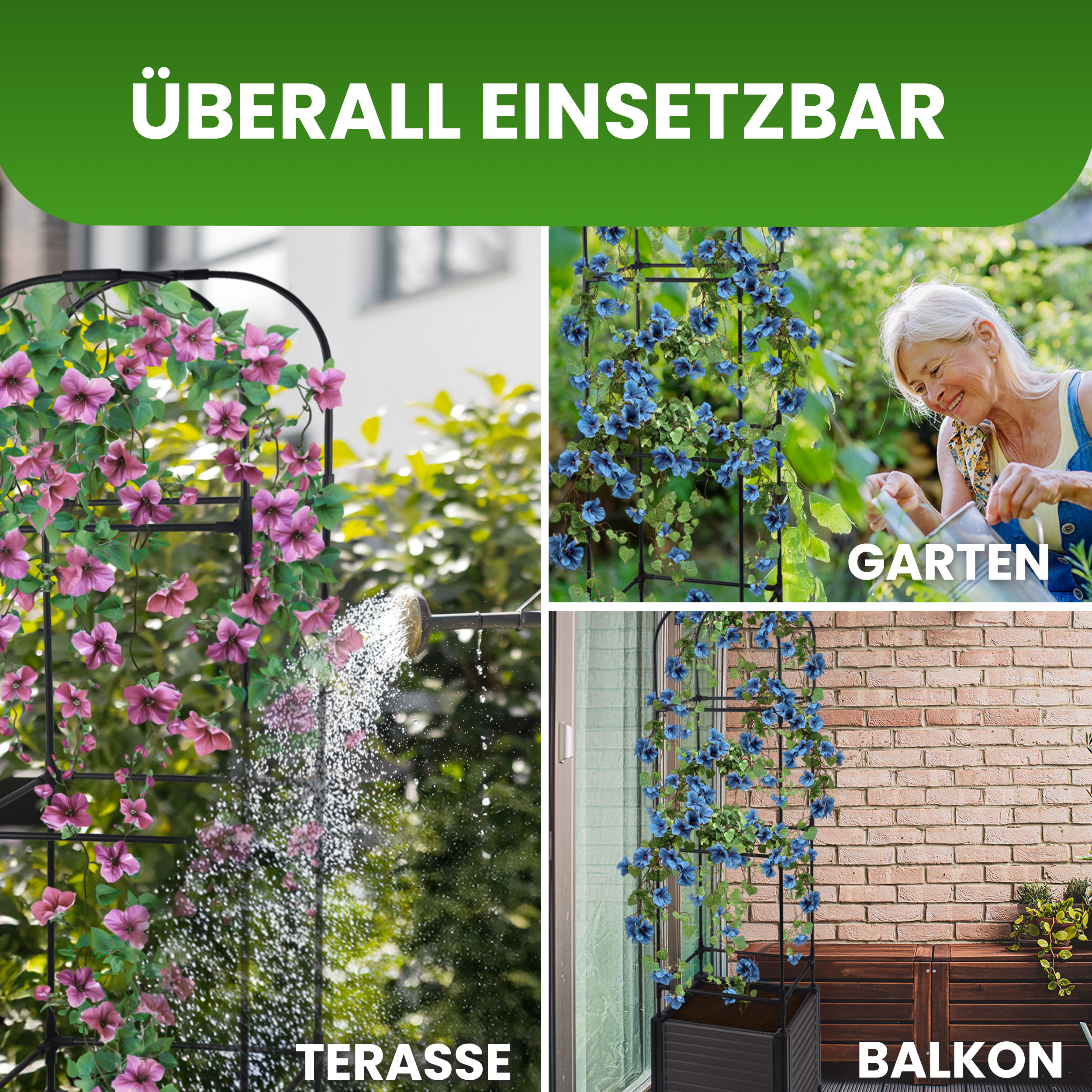 Blumenkasten Set mit Rankhilfe 3 Ebenen 41x30xH155 cm Pflanzgefäß auf Rädern Blumenkasten Set mit Rankhilfe 3 Ebenen 41x30xH155 cm Pflanzgefäß auf Rädern