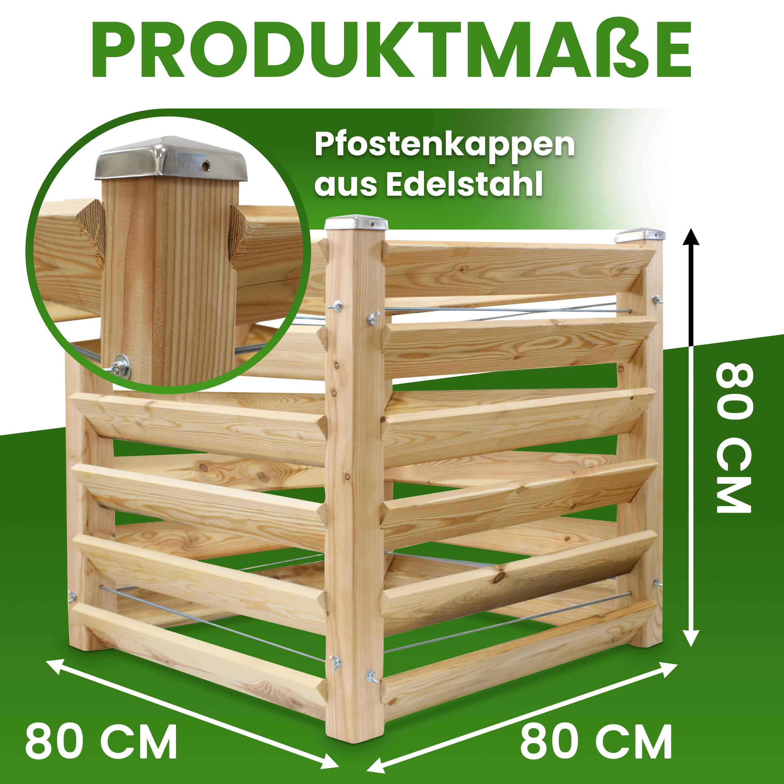 6XDbGD0tAZJOh1 Moderner Komposter aus Lärchenholz Massivholz Steckkomposter Kompostsilo Holzkomposter